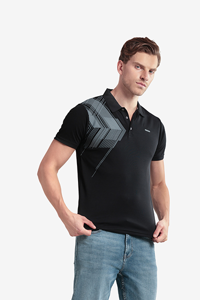 Men's Printed Polo Neck T-Shirt