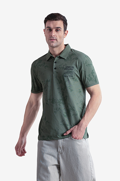 Men's Printed Polo Neck T-Shirt