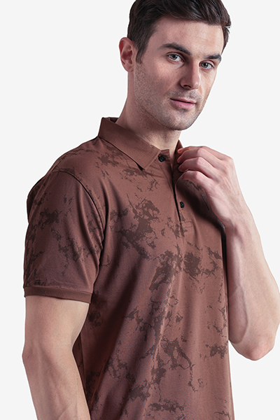 Men's Printed Polo Neck T-Shirt