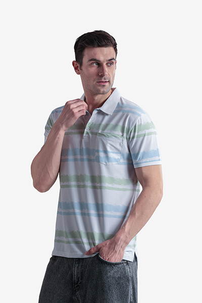 Men's Printed Polo Neck T-Shirt