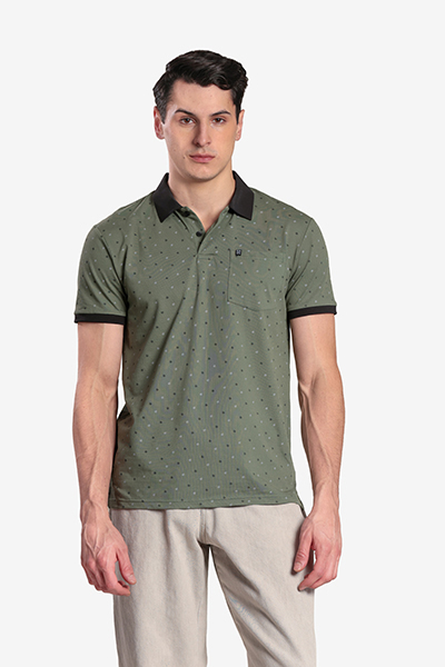 Men's Printed Polo Neck T-Shirt