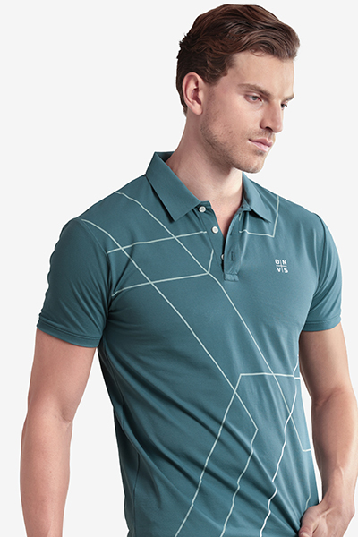 Men's Printed Polo Neck T-Shirt