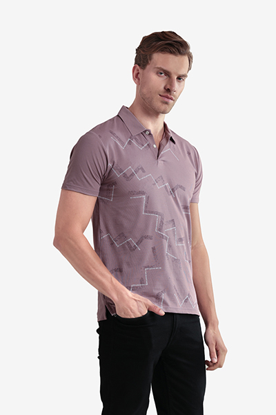 Men's Printed Polo Neck T-Shirt