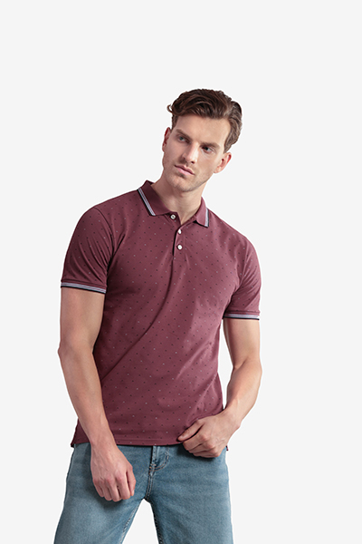 Men's Printed Polo Neck T-Shirt